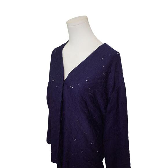 Women's Adolfo studio Blue Pattern Cardigan - Size 2XL - Picture 2 of 6